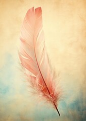 Angel Feather: A single angelic feather laid on pastel-colored vintage paper, symbolizing peace