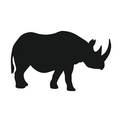 Rhino vector icon. Black silhouette of animal. in vector illustration on a white isolated background design. 