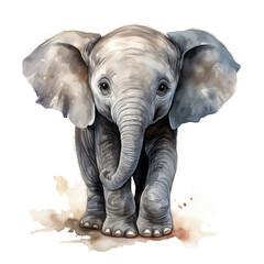 watercolor Baby Elephant clipart, generative ai