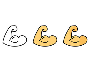 Tense bicep vector realistic bicep icon set. Biceps muscle strength symbols isolated on white background. Eps 10