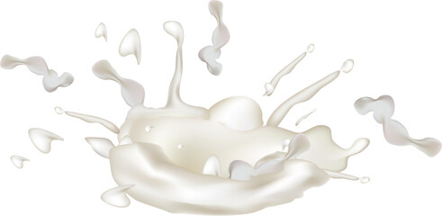 Milk splash isolated on white background. Liquid yogurt cream. Milk dairy drink.