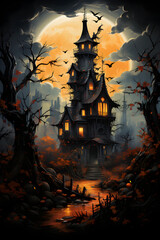 Fototapeta na wymiar halloween background with castle