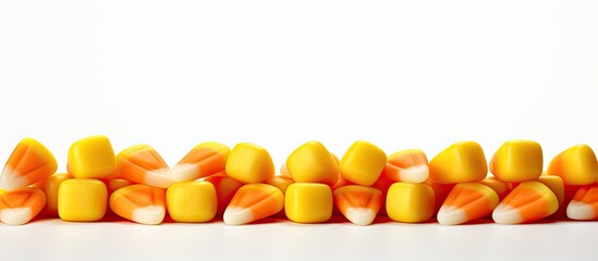 A candy corn themed blank notecard invitation or announcement With copyspace for text