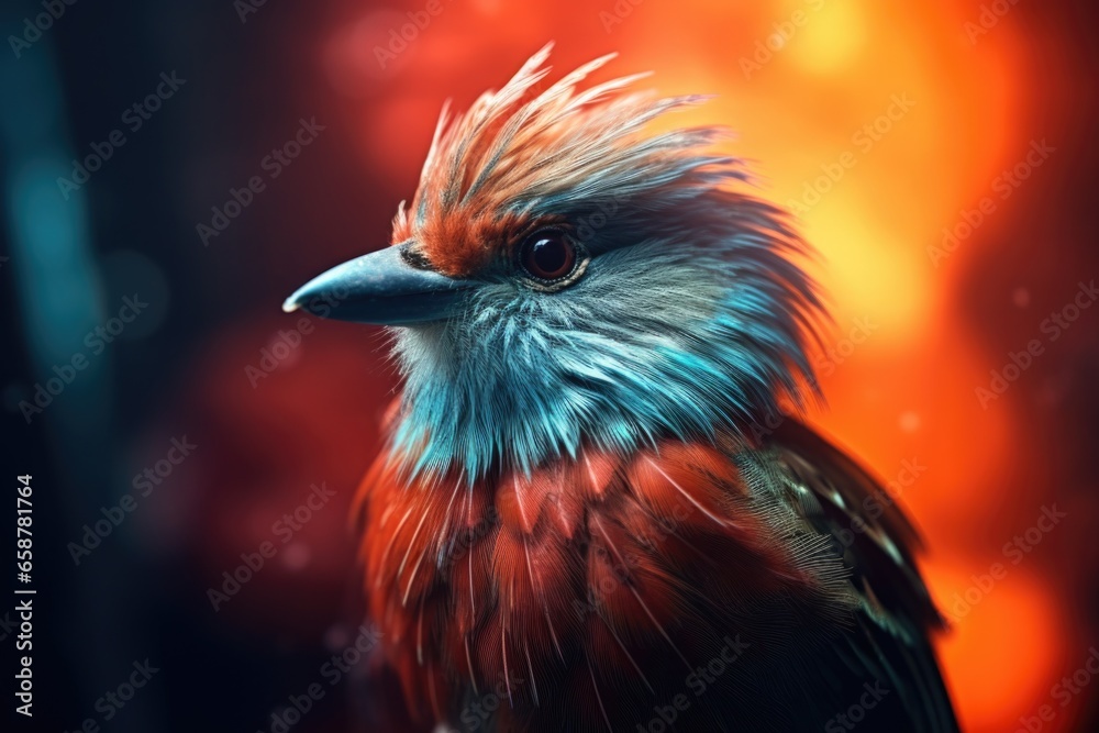 Poster A close-up shot of a bird with a blurry background. This image captures the intricate details of the bird's feathers and features. Perfect for nature enthusiasts and birdwatchers.