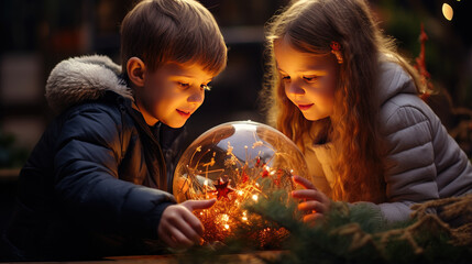 Children celebrate Christmas.
