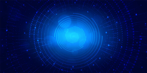 Abstract digital technology futuristic big data blue background, Cyber nano information communication, innovation future tech data, internet network connection, circuit board line dot illustration 3d