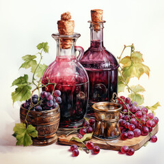 Obraz na płótnie Canvas watercolor alcohol clipart, generative ai