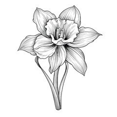 Hand Drawn Sketch Daffodil Flower Illustration
