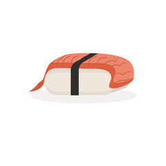 Sushi with shrimp icon isolated. Delicious Eastern cuisine Traditional. Vector illustration.