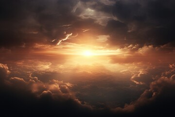 Obraz premium A bright and sunny day with rays of sunlight breaking through the clouds. Perfect for conveying hope, positivity, and the beauty of nature. This image can be used in various projects, such as inspirat