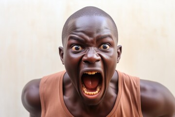 A picture of a man with his mouth wide open in surprise. This image can be used to depict astonishment or shock.