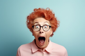 A woman with a surprised expression on her face. Perfect for conveying shock, surprise, or disbelief. Ideal for use in blog posts, articles, or social media content to capture attention and engage rea - obrazy, fototapety, plakaty
