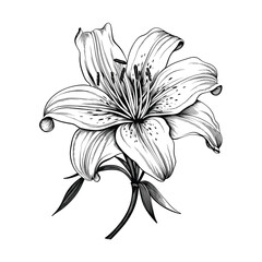 Hand Drawn Sketch Lily Flower Illustration
