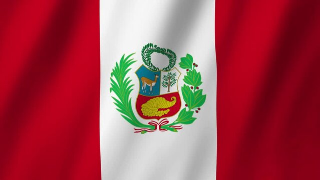 Peru Flag. National 3d Peru flag waving. Flag of Peru footage video waving in wind. The flag of Peru 4K Animation