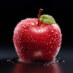red apple with water drops   Many ripe juicy red apples covered with water drops as background
