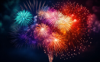 Vibrant Fireworks Illuminate Happy New Year 2024 Party