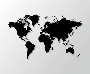 black blank world map on white background Vector illustration