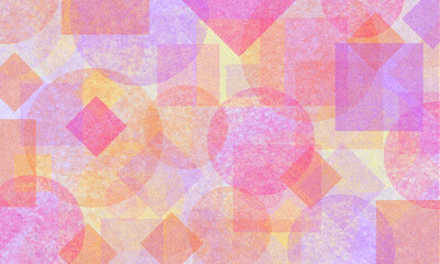 Pink yellow geometric abstract background. Various painted shapes randomly located. Illustration.