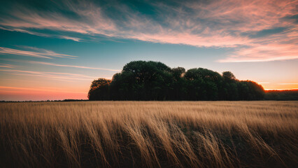 sunset on the plain landscape