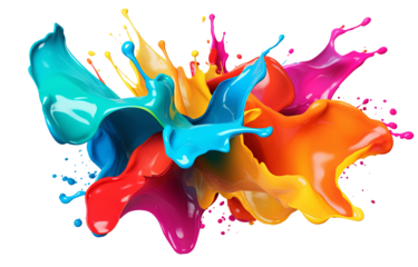 Colorful paint splash isolated on transparent background PNG