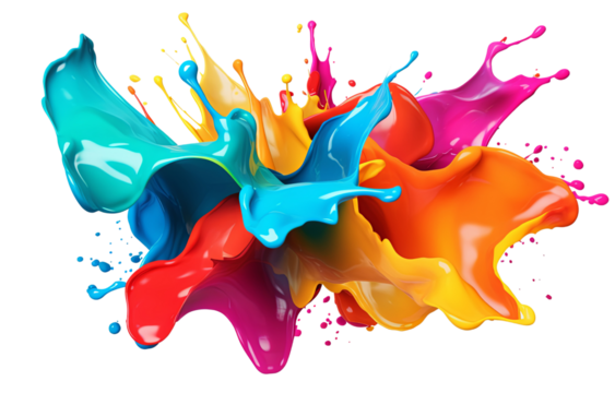 Colorful paint splash isolated on transparent background PNG