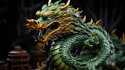 Fototapeta premium 2024 Chinese New Year, Green Wooden Dragon Symbolizes the Coming Year