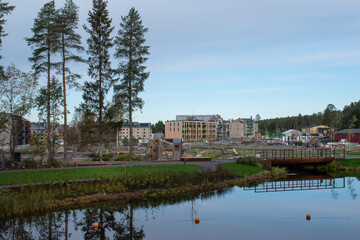 Obraz premium 6 Oktober, 2023. Kronandalen area in Lulea, Norrbotten Sweden. The area will be the newest and biggest residential area in Lulea.