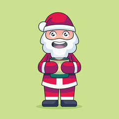 Santa Claus. Cartoon holiday moving characters. Vector cartoon illustration of cute smiling Santa Claus, raise his hands up and welcomed vector illustration.