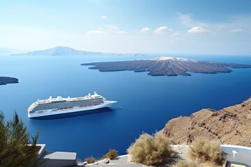 Beautiful landscape. Cruise liner