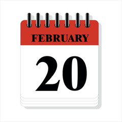 February 20 calendar date design