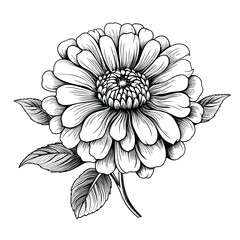 Hand Drawn Sketch Zinnia Flower Illustration
