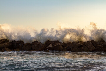 Sea storm in Framura, Liguria Italy