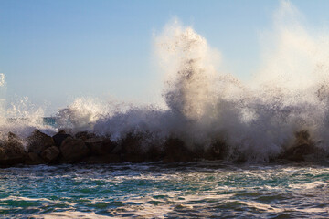 Fototapeta na wymiar Sea storm in Framura, Liguria Italy