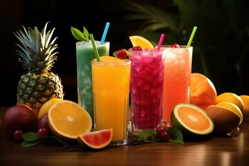 Refreshing beverages made with fresh fruits and tropical juice. Generative AI