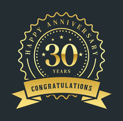 30th Anniversary Gold Badge black background
