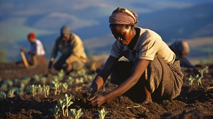 Fotobehang african field workers © CROCOTHERY