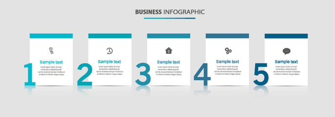 Business vector infographic template with 5 options or steps. Can be used for workflow layout, diagram, annual report, web design