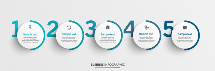 Business vector infographic template with 5 options or steps. Can be used for workflow layout, diagram, annual report, web design