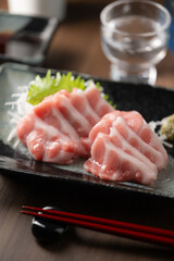 blue fin fatty tuna with japanese sake