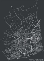 Detailed hand-drawn navigational urban street roads map of the Dutch city of VENRAY, NETHERLANDS with solid road lines and name tag on vintage background