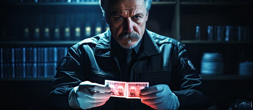 Forensic specialist analyzes semen for genetic proof conceptual depiction With copyspace for text