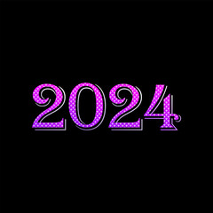 Happy new year 2024 purple. Vector illustration.