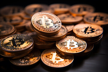 Virtual Currency Showcase: Bitcoin Coin Stock Photo
