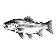 Hand Drawn Sketch Arctic Char Fish Illustration
