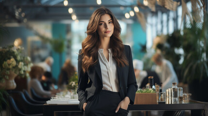 Fototapeta premium The image of a successful business woman in a work environment.