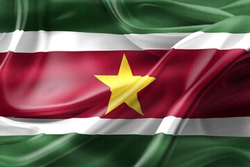 3D-Illustration of a Suriname flag - realistic waving fabric flag