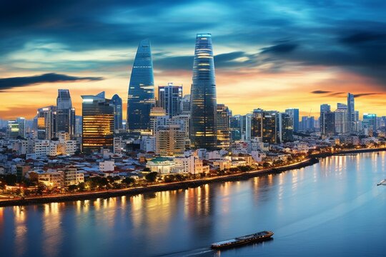 Cityscape view of Ho Chi Minh City in Vietnam. Generative AI