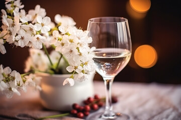 Elegant table setting with candles in restaurant. Selective focus. Romantic dinner setting with candles on table in restaurant.
