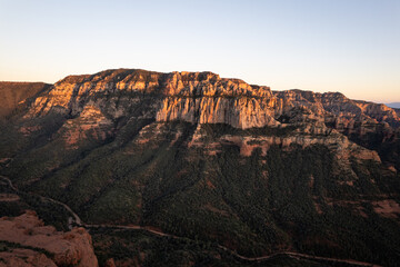 Aerial View of Red Rock Buttes in Sedona, Arizona at Sunset