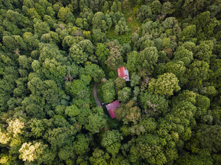Aerial View of Abandoned Barns in Blue Ridge Mountains of Western North Carolina